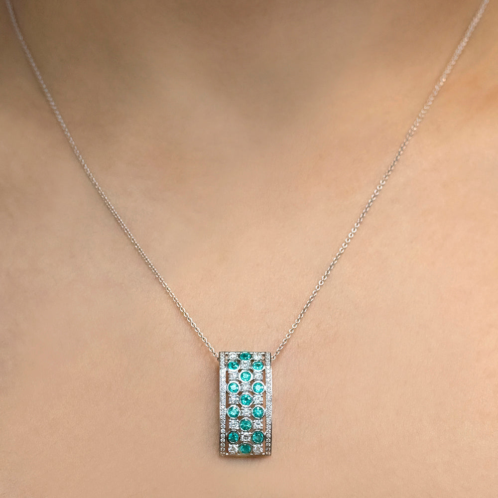 Blue Music - 18K White Gold Natural Paraiba Tourmaline Pendant