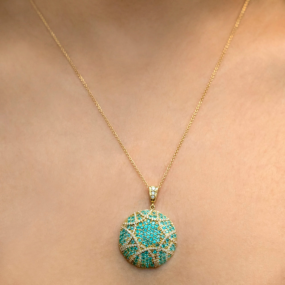 Truly Divine - 18K Yellow Gold Natural Paraiba Tourmaline Pendant