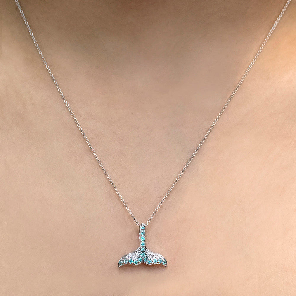 Lobtailing - 18K White Gold Natural Paraiba Tourmaline Pendant