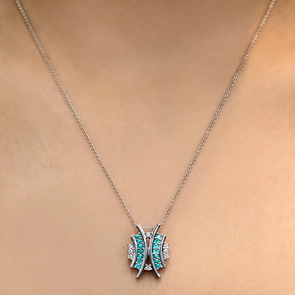 Butterfly Effect - 18K White Gold Natural Paraiba Tourmaline Pendant