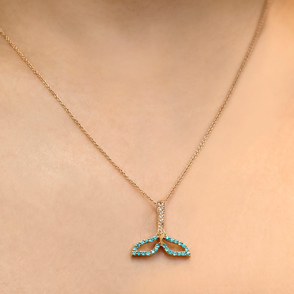 King of the Ocean - 18K Rose Gold Natural Paraiba Tourmaline Pendant