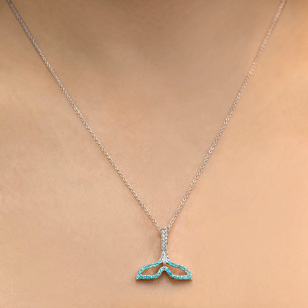 King of the Ocean - 18K White Gold Natural Paraiba Tourmaline Pendant