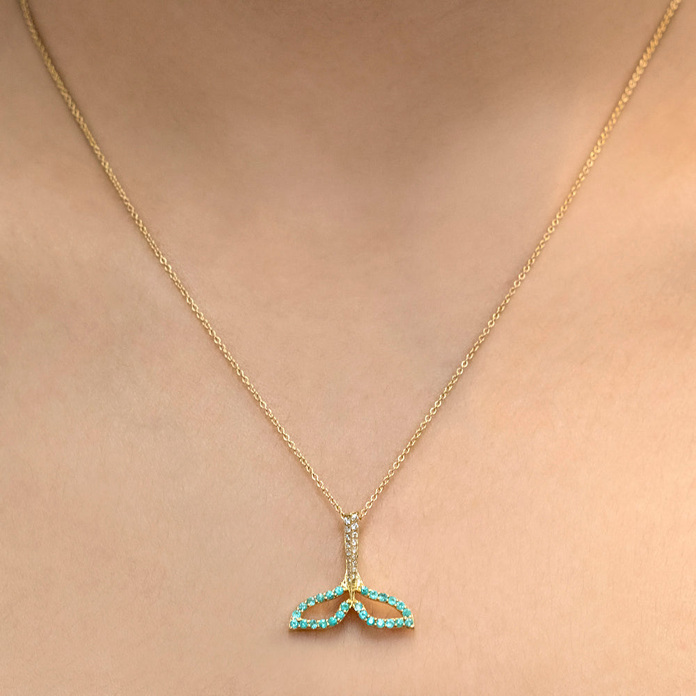 King of the Ocean - 18K Yellow Gold Natural Paraiba Tourmaline Pendant