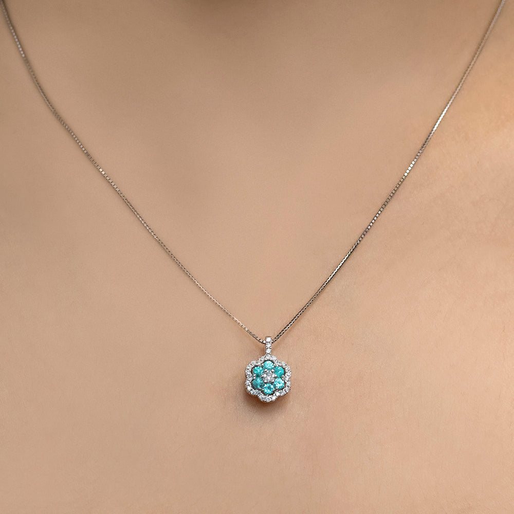 Pure Euphoria - Platinum Natural Paraiba Tourmaline Pendant