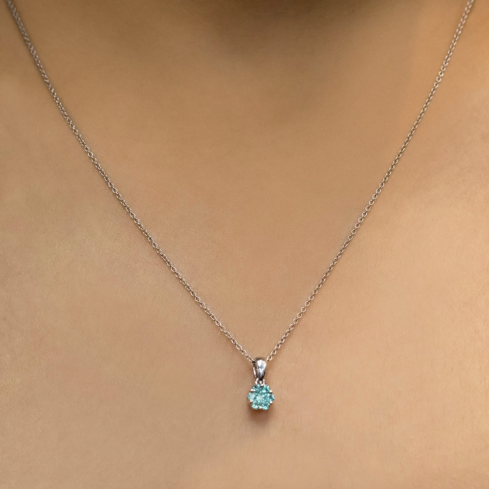 Floral Essence - 18K White Gold Natural Paraiba Tourmaline Pendant