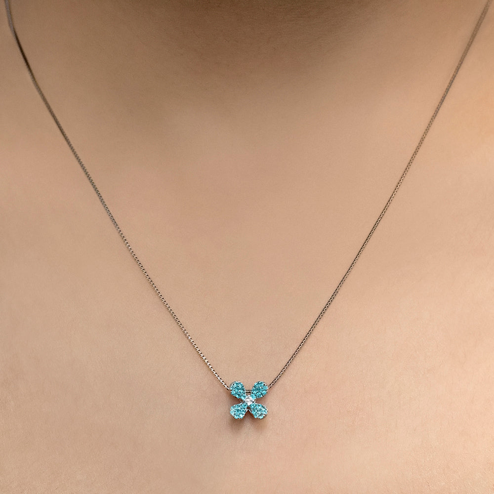 Floral Symphony - Platinum Natural Paraiba Tourmaline Pendant
