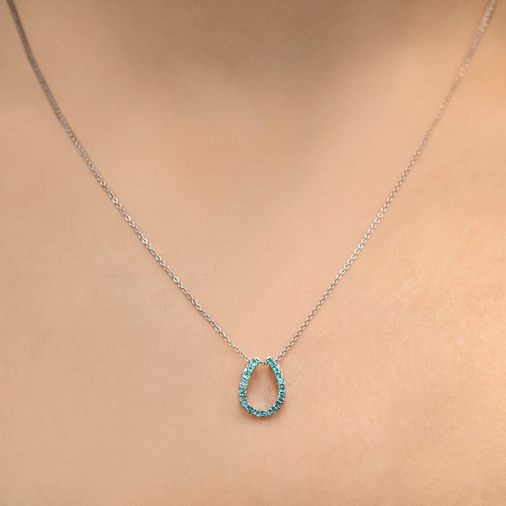 Pure Luck - 18K White Gold Natural Paraiba Tourmaline Pendant
