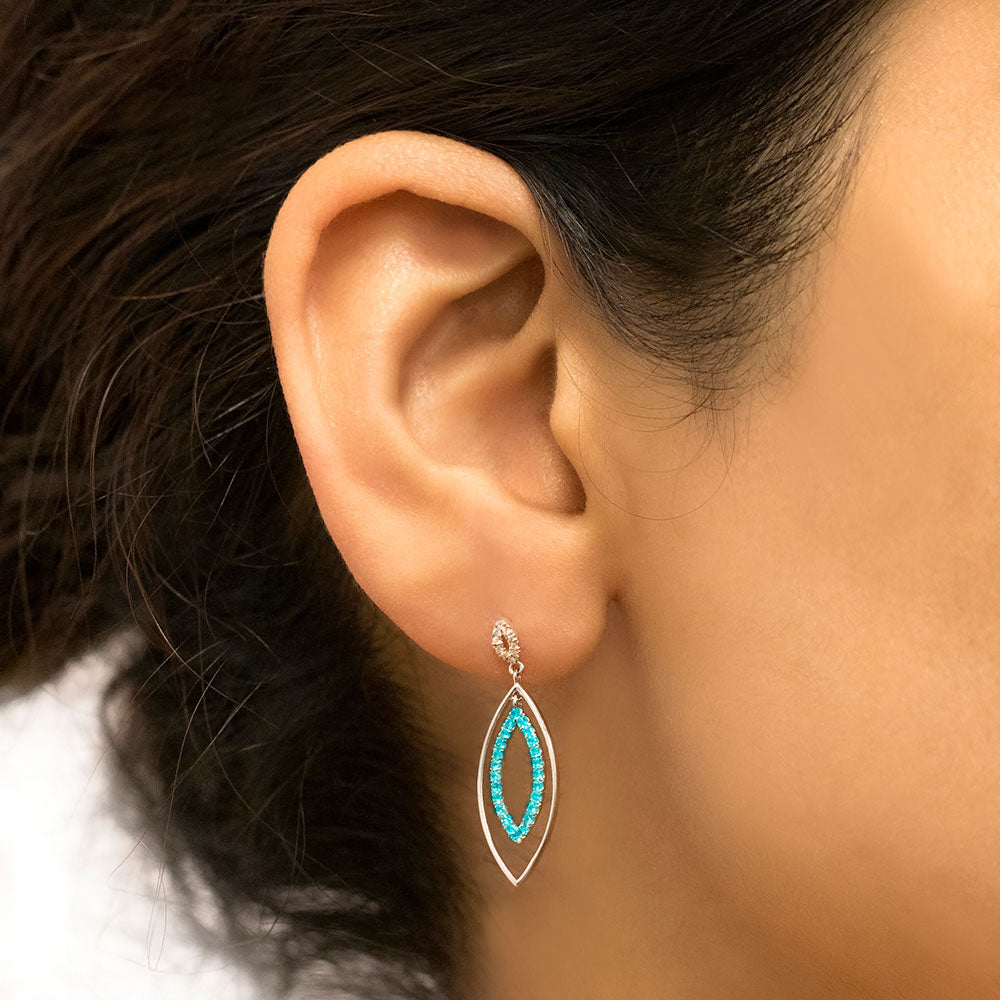 Private Eyes - 18K White Gold Natural Paraiba Tourmaline Earring