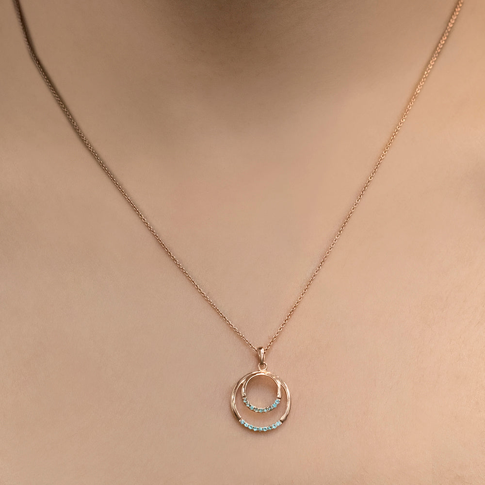 Circle of Life - 18K Rose Gold Natural Paraiba Tourmaline Pendant