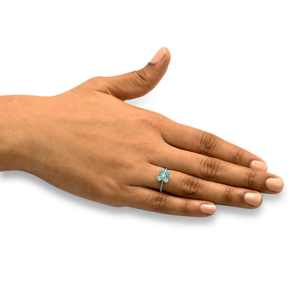 Blue Magnolia - Platinum Natural Paraiba Tourmaline Ring