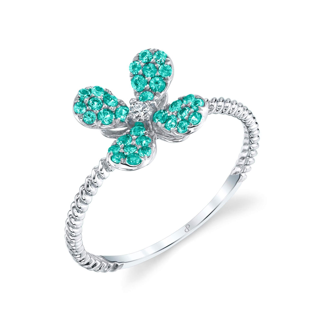 Blue Magnolia - Platinum Natural Paraiba Tourmaline Ring
