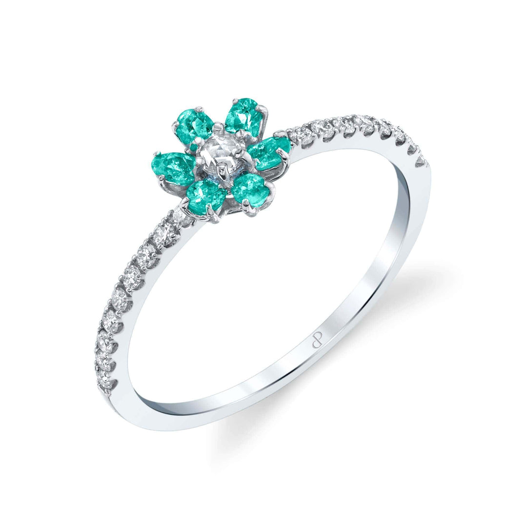 Sunflower - Platinum Natural Paraiba Tourmaline Ring