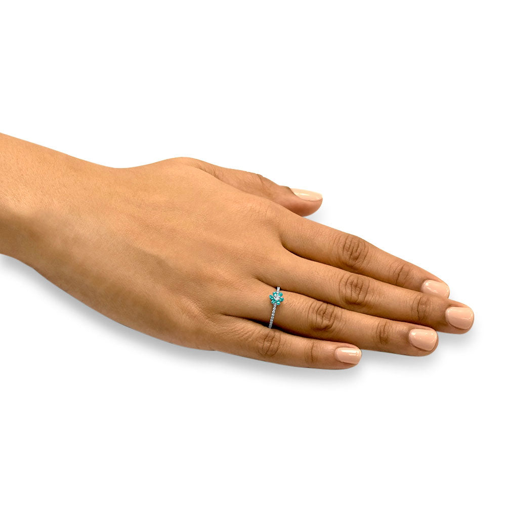 Sunflower - Platinum Natural Paraiba Tourmaline Ring